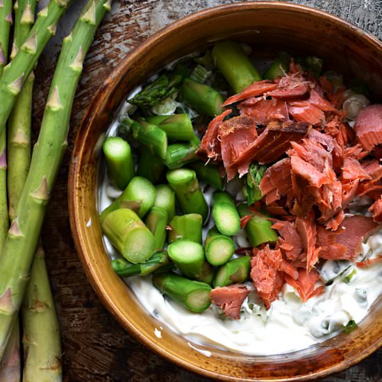 Smoked Salmon Salad with Asparagus - Recipe photo by The Boozy Oyster
