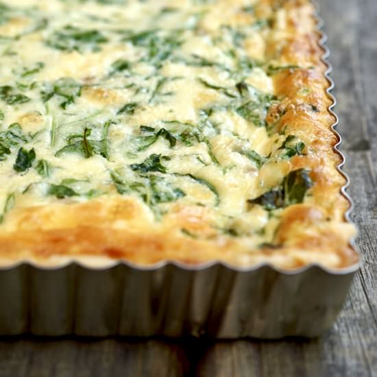 Gruyere, Ham And Arugula Quiche - Recipe photo by simmerandsauce