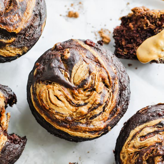 Chocolate PB Swirl Muffins - Recipe photo by ourbalancedbowl