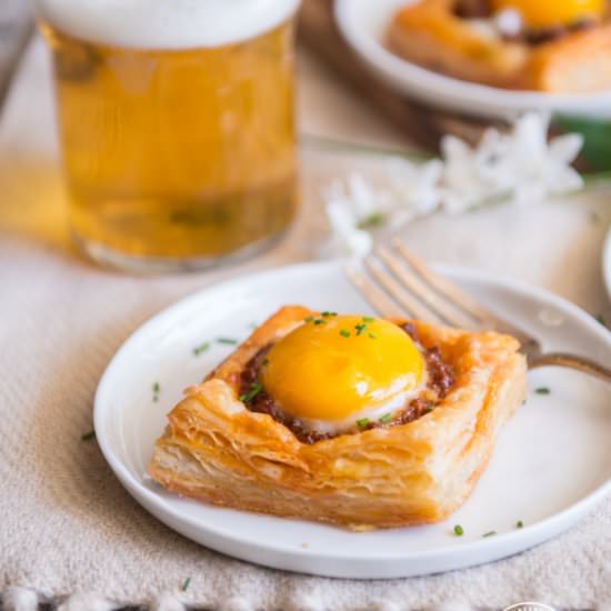 Mini Chorizo Stout Breakfast Tarts - Recipe photo by TheBeeroness