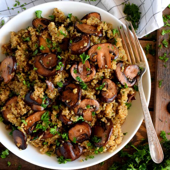 Sautéed Mushroom Garlicky Quinoa - Recipe photo by byronethomas
