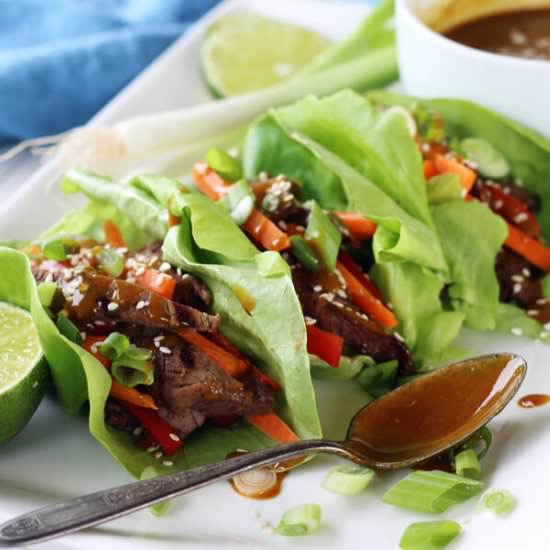 Grilled Teriyaki Steak Lettuce Wrap - Recipe photo by Fat Girl Happy