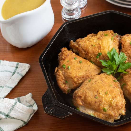 Skillet Roasted Chicken Thighs with - Recipe photo by For the Love of Cooking