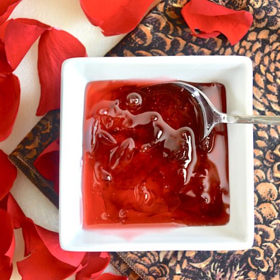 Rose Petal Jam - Recipe photo by jeanieandluluskitchen