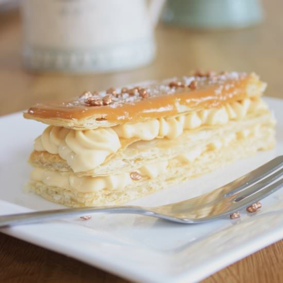 Salted Caramel Mille Feuille - Recipe photo by chezlerevefrancais