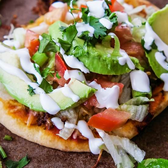 Taco Pizza on Naan Bread - Recipe photo by Candy Jar Chronicles
