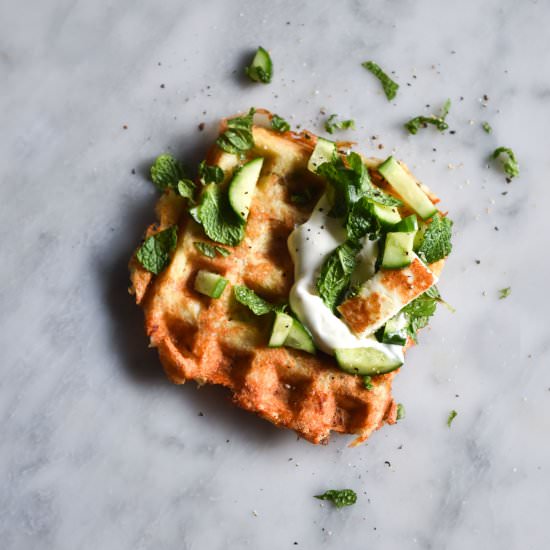 Cheesy potato waffles - Recipe photo by georgeats