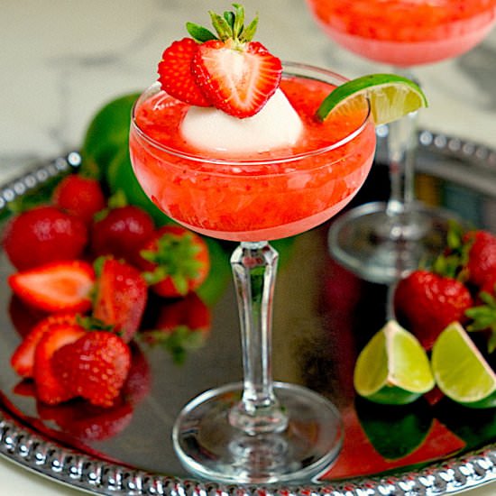 Strawberry Sorbet Margarita - Recipe photo by SipsNibblesBites