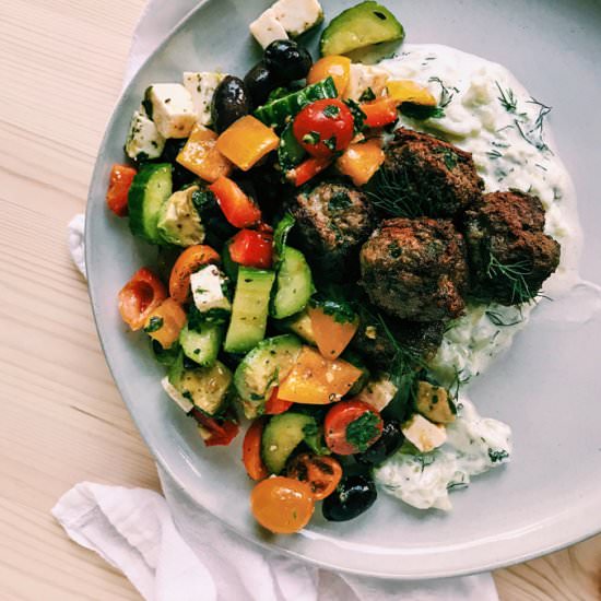 Greek Lamb Meatballs and Tzatziki - Recipe photo by whipandwander