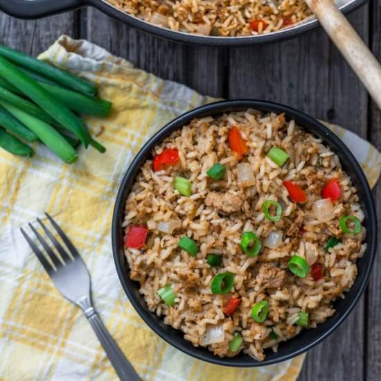 Vegan Beyond Burger Dirty Rice - Recipe photo by nutfreevegan