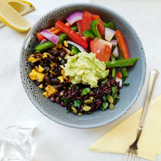 Black Rice Burrito Bowl - Recipe photo by a new green leaf
