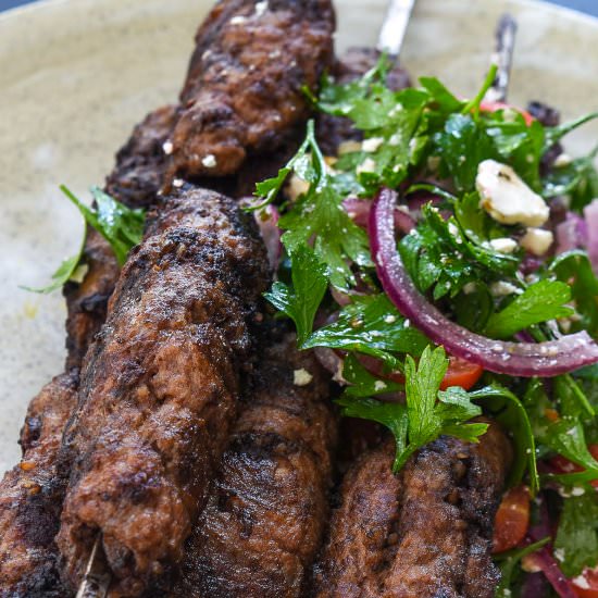 Grilled lamb & black pudding skewer - Recipe photo by AnotherFoodBlogger