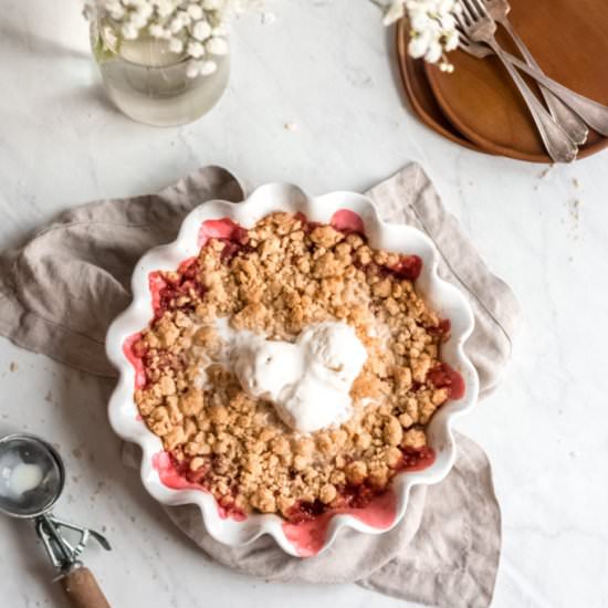 Strawberry Rhubarb Crumble - Recipe photo by bluebowlrecipes