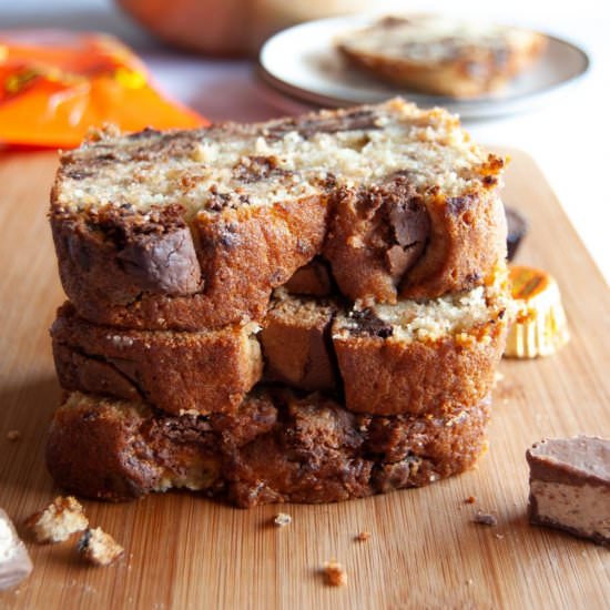 Peanut Butter Cup Banana Bread - Recipe photo by SweetSavouryBlog