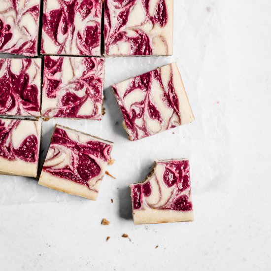 Lemon Raspberry Cheesecake Bars - Recipe photo by wellfedsoul