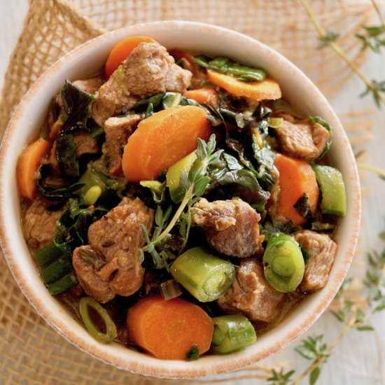 Spring Lamb Stew with Green Garlic - Recipe photo by cookingontheweekends