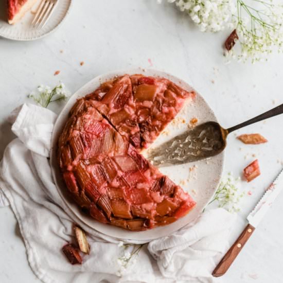Rhubarb Upside Down Cake - Recipe photo by bluebowlrecipes