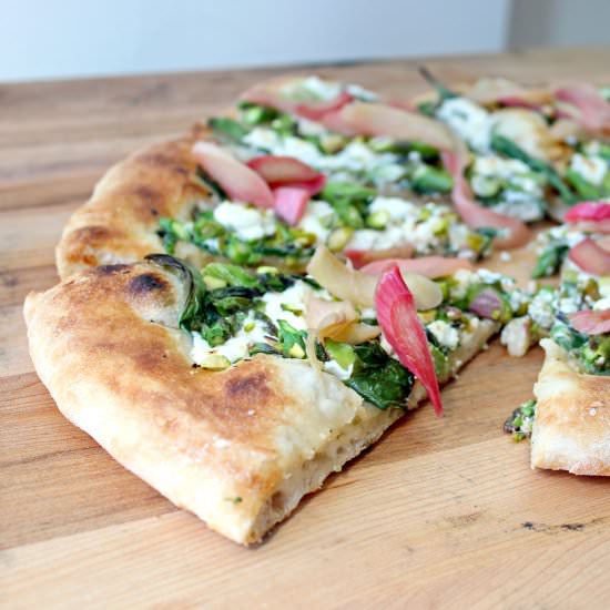Asparagus and Pickled Rhubarb Pizza - Recipe photo by ThursdayNightPizza