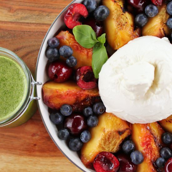 Grilled Peach Salad with Burrata - Recipe photo by dishnthekitchen