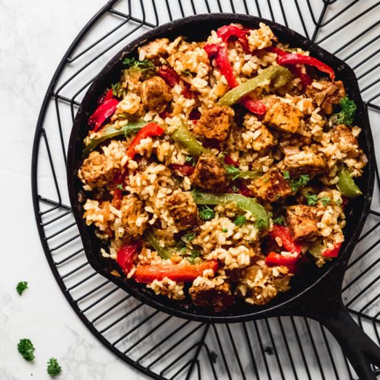 Cajun Tempeh and Rice Skillet - Recipe photo by emilieeats
