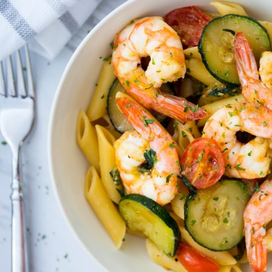 Garlic Shrimp Zucchini Pasta - Recipe photo by No Plate Like Home