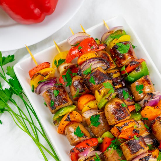 Grilled Chicken Sausage Kabobs - Recipe photo by drivemehungry