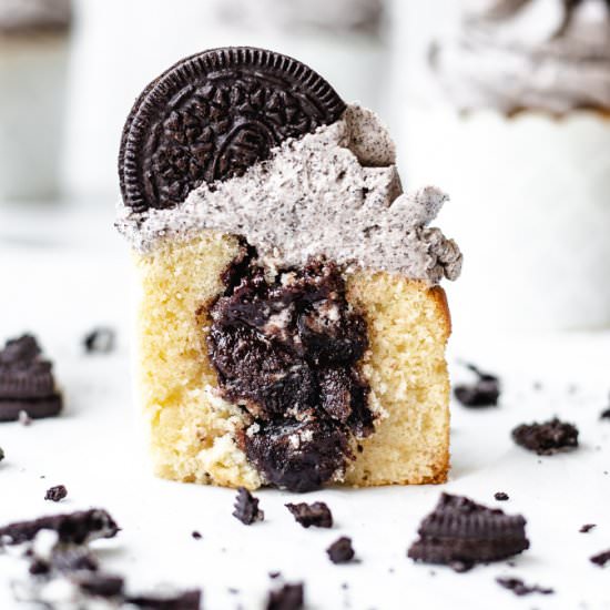 Oreo Cupcakes w/ Chocolate Ganache - Recipe photo by kickassbaker