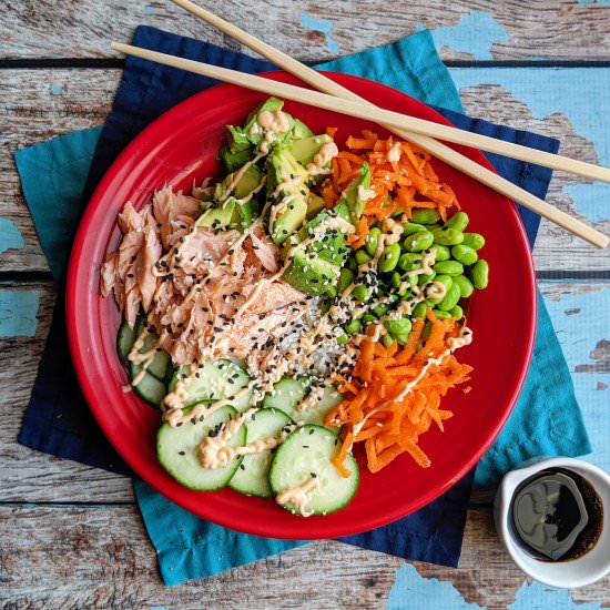 Spicy Salmon Sushi Bowl - Recipe photo by anerdcooks