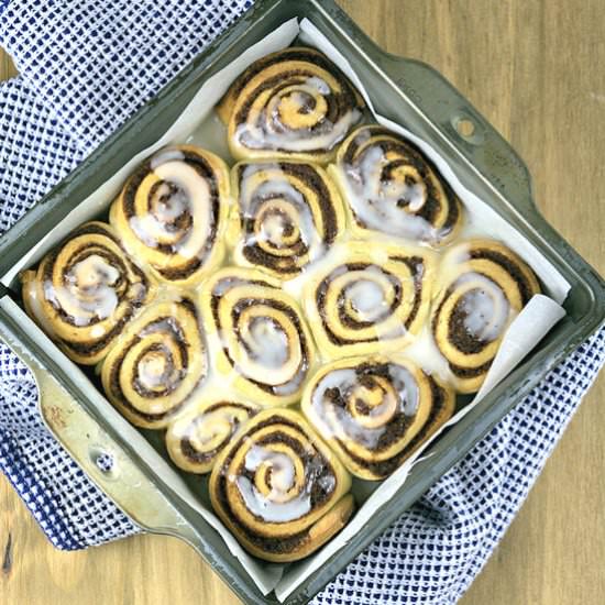 Cinnamon Rolls with Light Glaze - Recipe photo by agourmetfoodblog