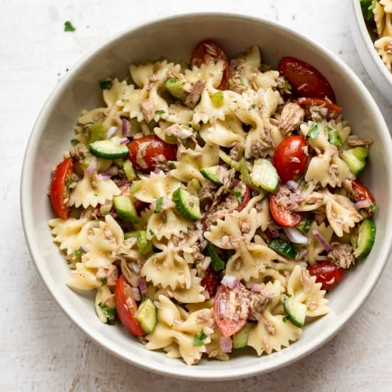 Healthy Tuna Pasta Salad - Recipe photo by saltandlavender