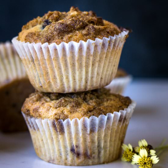 Earl Grey Blueberry Crumb Muffins - Recipe photo by eightforestlane