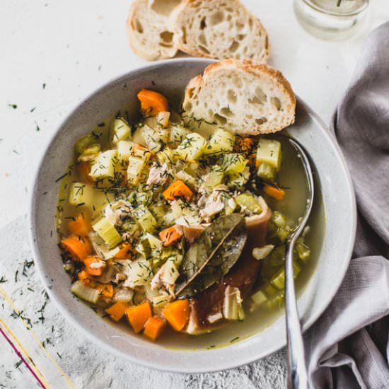 Chicken, bacon and veg soup - Recipe photo by WholesomeCook
