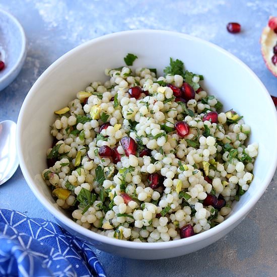 Pomegranate pearl pasta salad - Recipe photo by Travel and Food