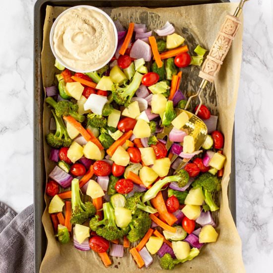 Roasted Veggies and Tahini Sauce - Recipe photo by wholly-plants