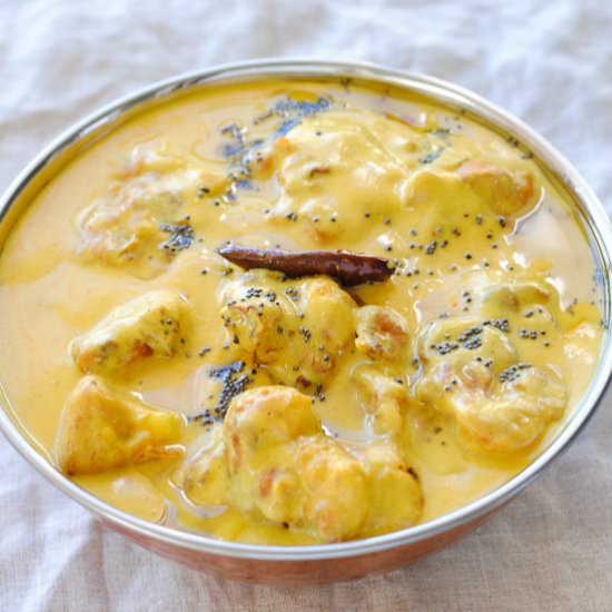Kadhi (Veggie Fritters in Yogurt) - Recipe photo by Indian Ambrosia