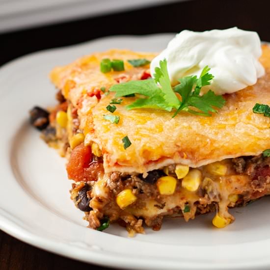 Make-Ahead Mexican Lasagna - Recipe photo by MakeAheadMealMom
