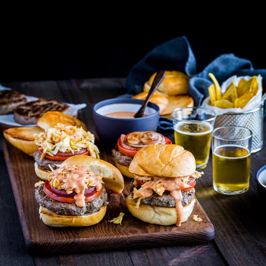 Gourmet Dominican Chimi hamburger - Recipe photo by Spoonabilities