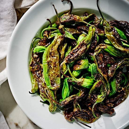 Blistered Shishito Peppers - Recipe photo by proportionalplate