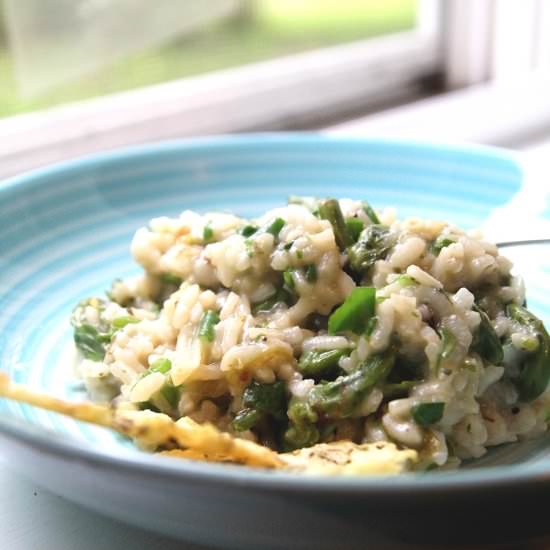 Spring Onion Fiddlehead Risotto - Recipe photo by cucinabella