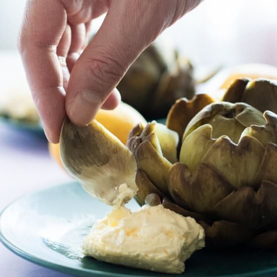 Artichokes & Whipped Lemon Butter - Recipe photo by alwaysusebutter