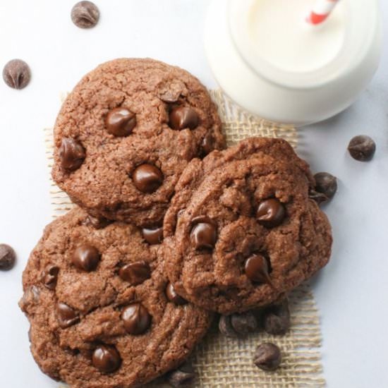 Chocolate Chocolate Chip Cookies - Recipe photo by becomebetty