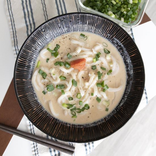 Mentaiko and soy milk udon - Recipe photo by foodmakesmehappy