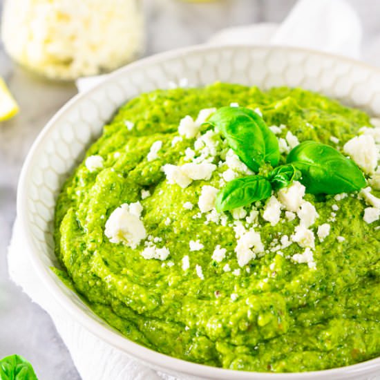 Feta-Avocado Pesto - Recipe photo by Burrata and Bubbles
