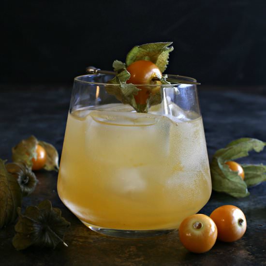 Cape Gooseberry Gin Smash - Recipe photo by Hungry Couple