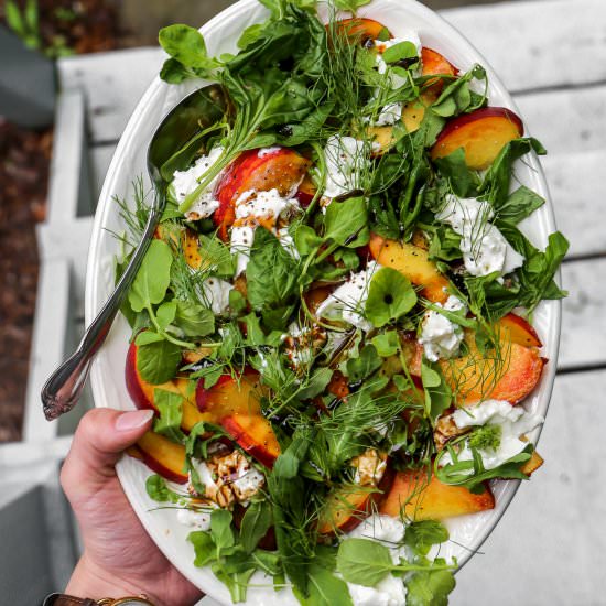 Peach Burrata Salad - Recipe photo by pageandplate
