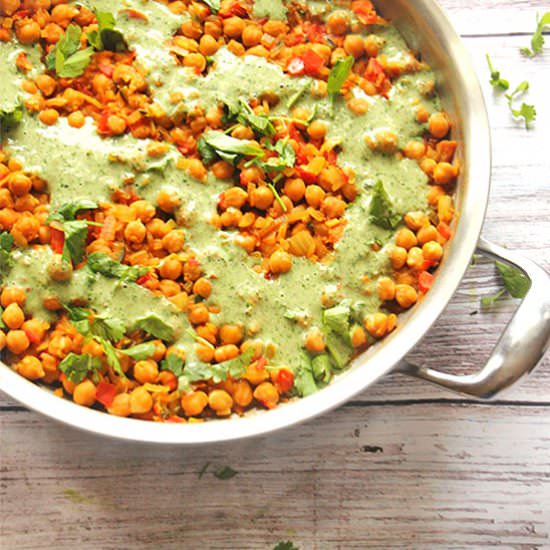 Chana masala & coriander cream - Recipe photo by veganwithgusto