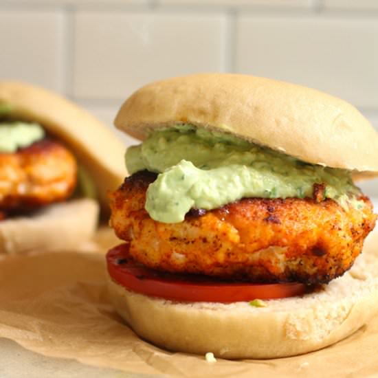 Blackened Salmon Burgers - Recipe photo by suebeehomemaker