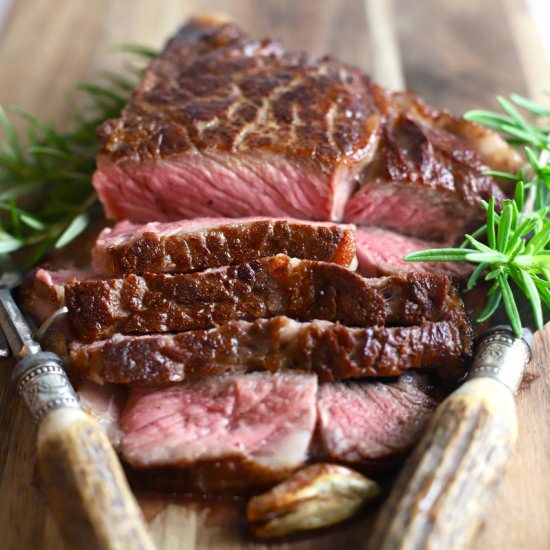 Reverse Sear Ribeye Steak - Recipe photo by Grits and Pinecones