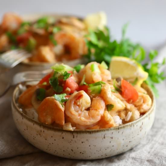 Quick and Easy Creamy Shrimp Creole - Recipe photo by Grits and Pinecones