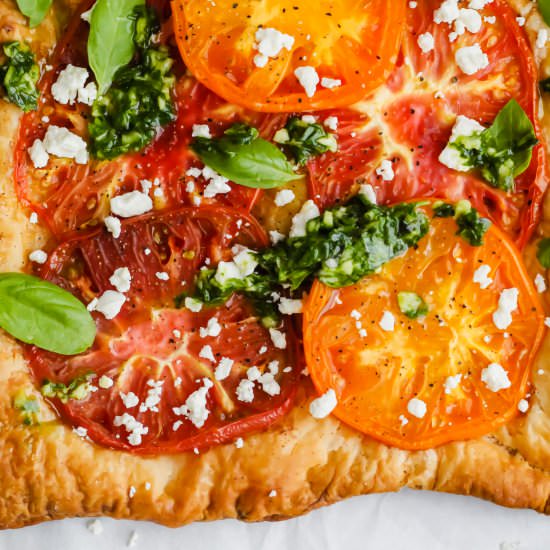 Heirloom Tomato Tart with Basil - Recipe photo by ourbalancedbowl